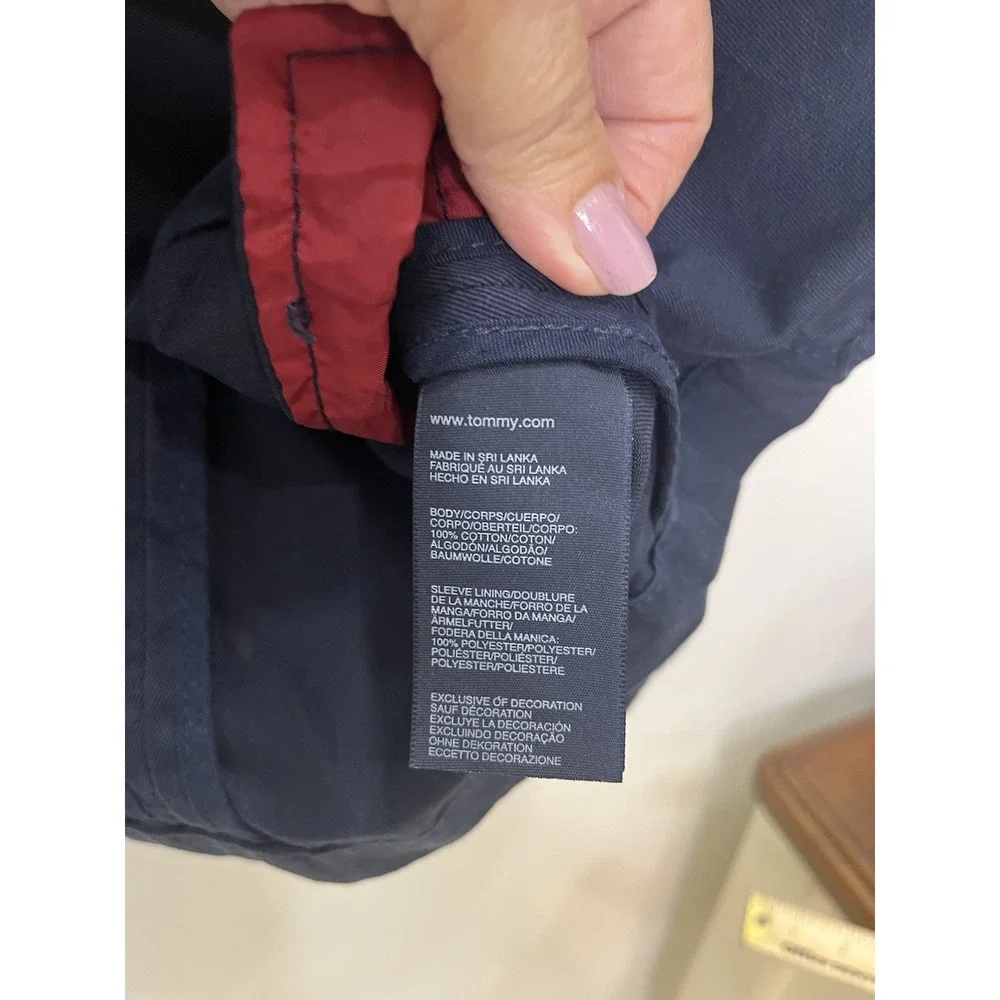 Tommy Hilfiger Men's Two Button Sport Coat Blazer Jacket Wool Navy Blue Size 42L